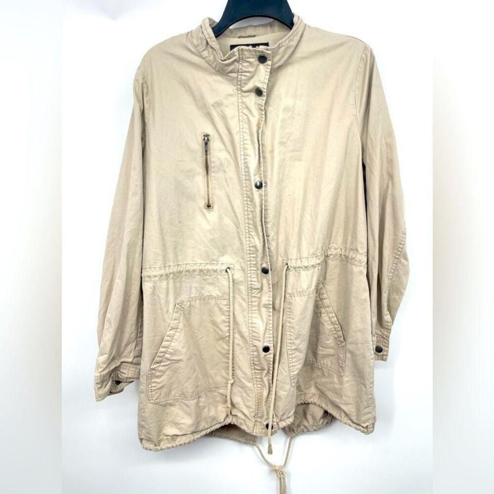 Forever 21 plus size 0X tan zip up jacket with draw string